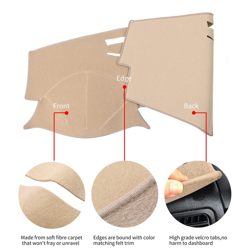 HanLanKa Car Carpet Dashboard Cover,Dash Cover Mat Fit for Toyota Camry 2007 2008 2009 2010 2011 (Beige) - Image 4